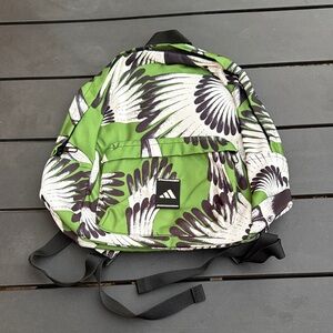 adidas small Green and Black Feather Print Backpack